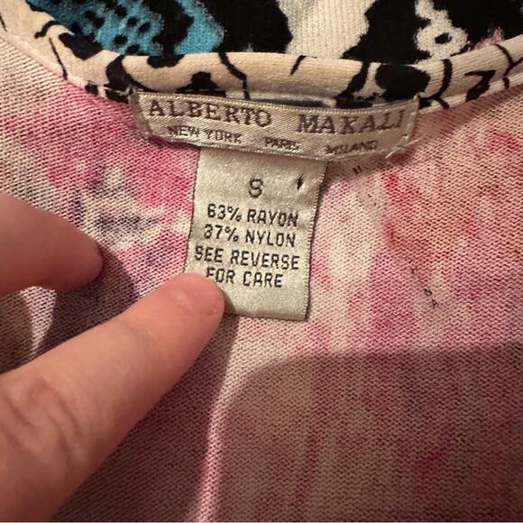 Alberto Makali Multicolor Abstract Black‎ & White Snakeskin Print Top Sz S - Picture 3 of 5